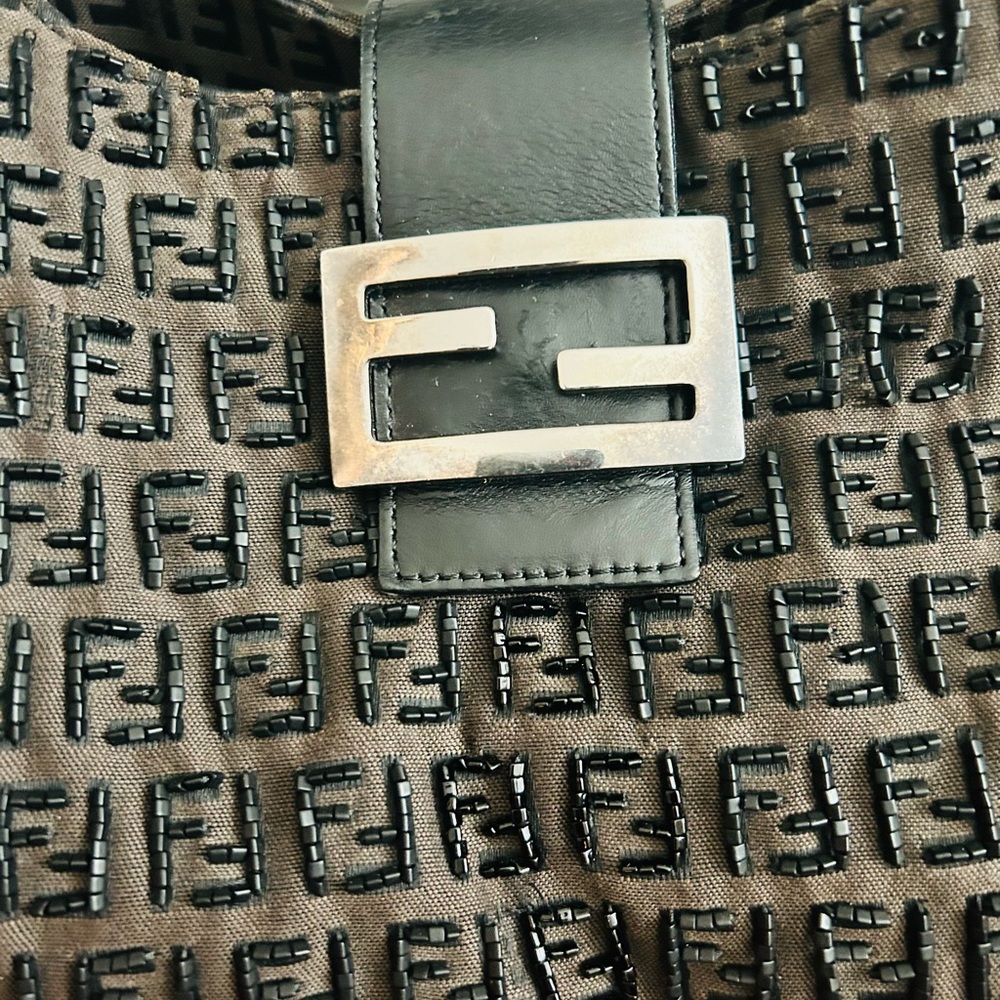 Authentic Vintage Fendi Zucchino Vitello Embroidered Bag